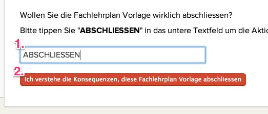 Fachlehrplan/Thema abschliessen bestätigen
