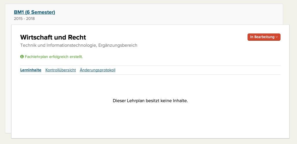 Leeren Fachlehrplan / leeres Thema erstellt