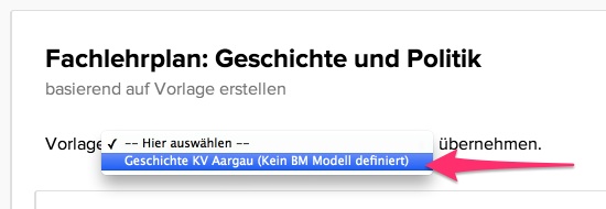 Vorlage auswählen