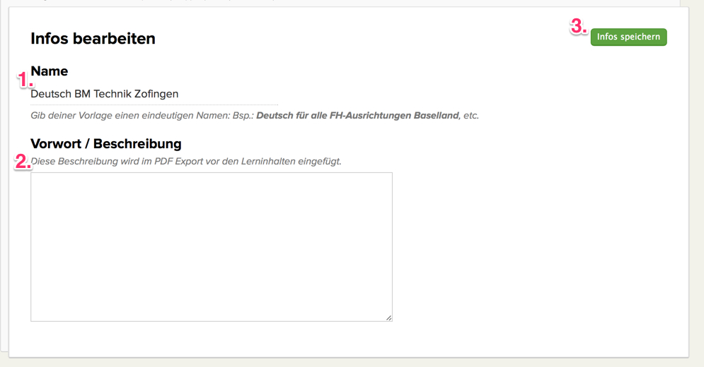 Name und Vorwort bearbeiten