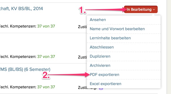 Fachlehrplan / Thema PDF exportieren