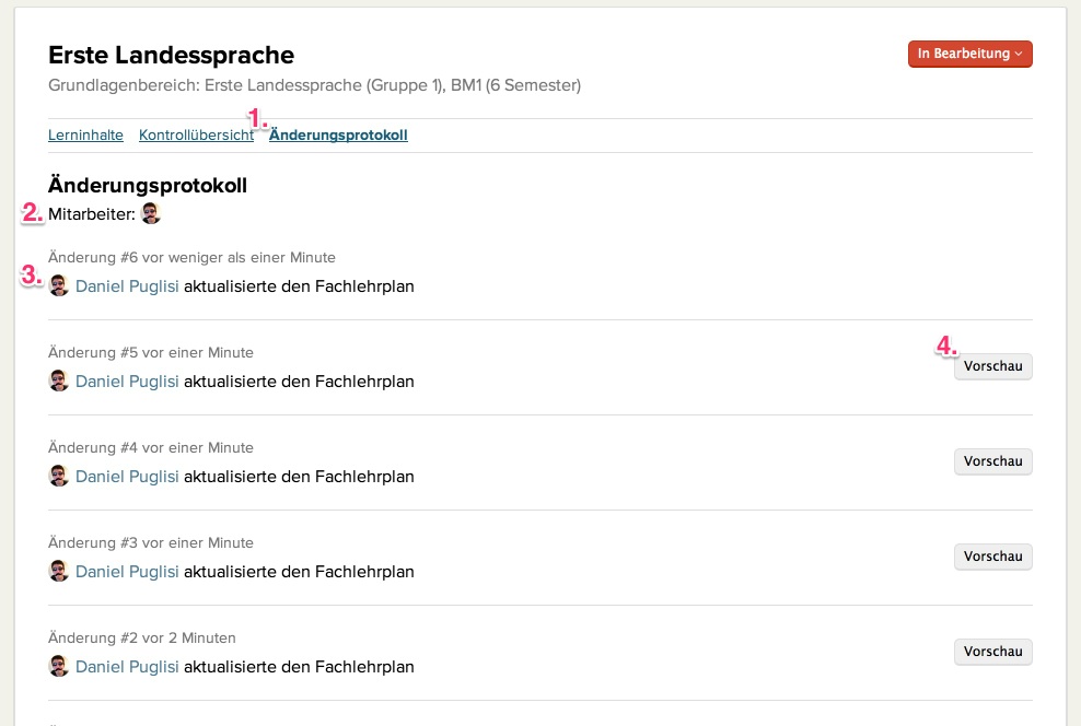 Fachlehrplan/Thema Änderungen